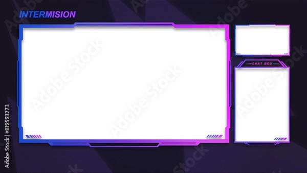 Fototapeta Intermission Blue and Purple Gothic Emo Theme Overlay Template For Streamer Gaming Content Creator