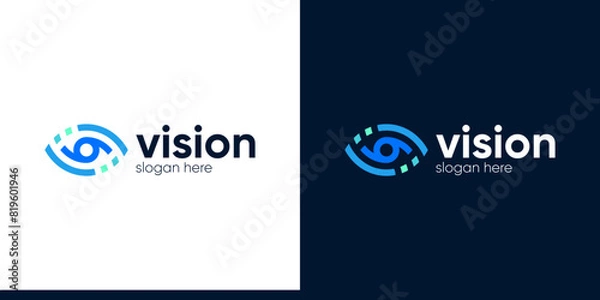 Fototapeta Eye tech logo design. Global vision logotype design graphic symbol icon vector.