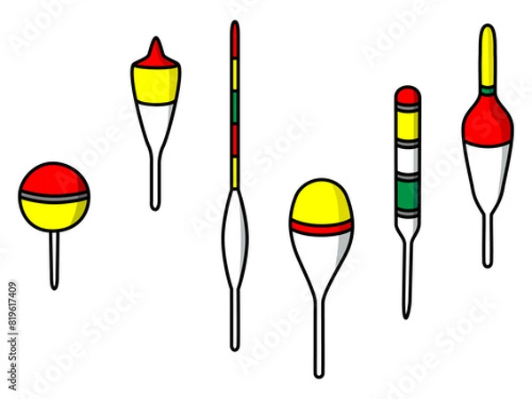 Obraz カラフルな釣りウキのイラストセット