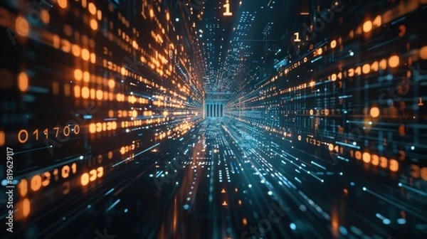 Fototapeta Teknologi data digital, ruang siber digital, transfer data digital internet berkecepatan tinggi, teknologi masa depan