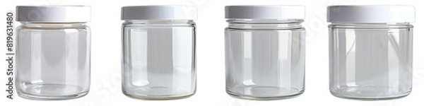Obraz Clear Glass Jar isolated on transparent png background. Generative ai