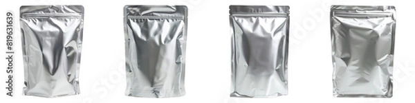 Obraz Silver Retort Pouch isolated on transparent png background. Generative ai