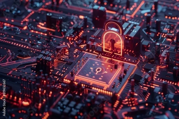Obraz Technology Cybersecurity internet network concept, user privacy security and encryption, secure internet access Future technology and cybernetics, internet security, screen with padlock, antivirus 