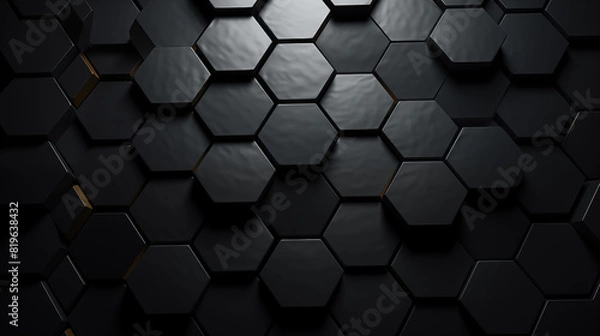 Fototapeta Abstract background with black hexagons