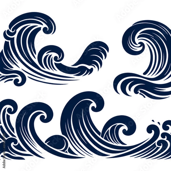 Fototapeta 和柄の波のイラスト
