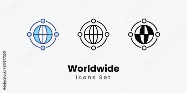 Obraz Worldwide icons set vector stock illustration