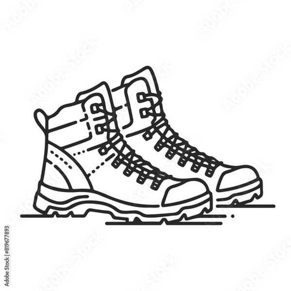 Fototapeta Hiking Boots summer element line vector illustration.
