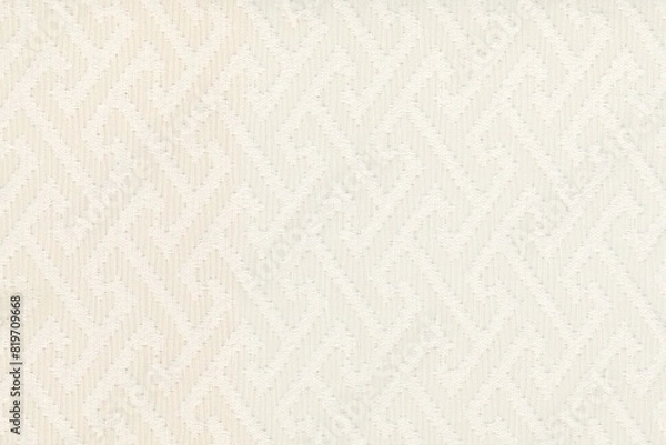 Fototapeta embroidered geometric luxury fabric texture background close up, detailed light neutral color woven linen backdrop, furniture cloth textile material, modern cotton clothing weave pattern