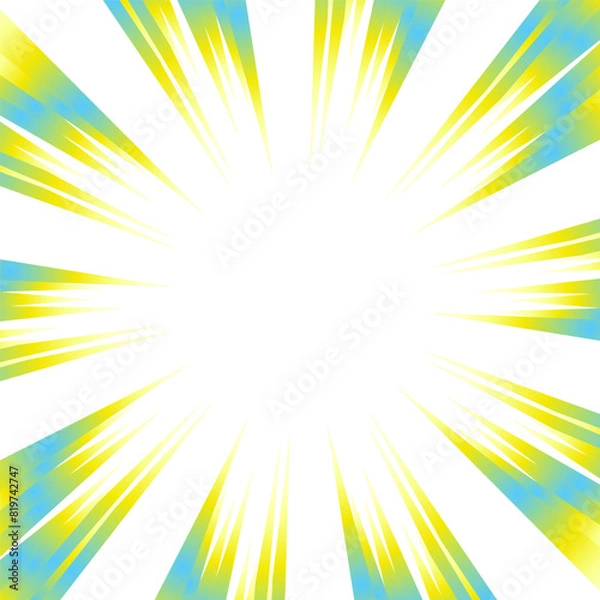 Fototapeta 水色と黄色のグラデーションの集中線の素材