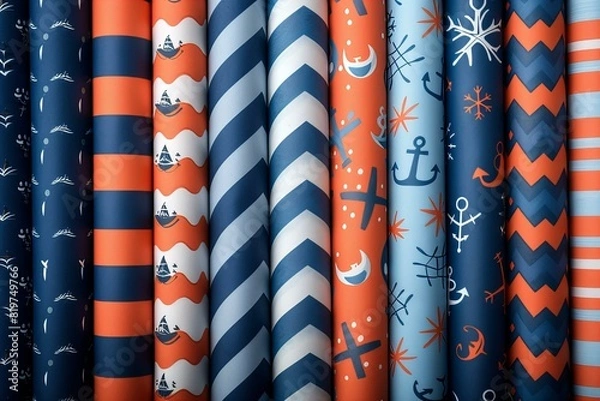 Obraz Close up of assorted wrapping paper rolls