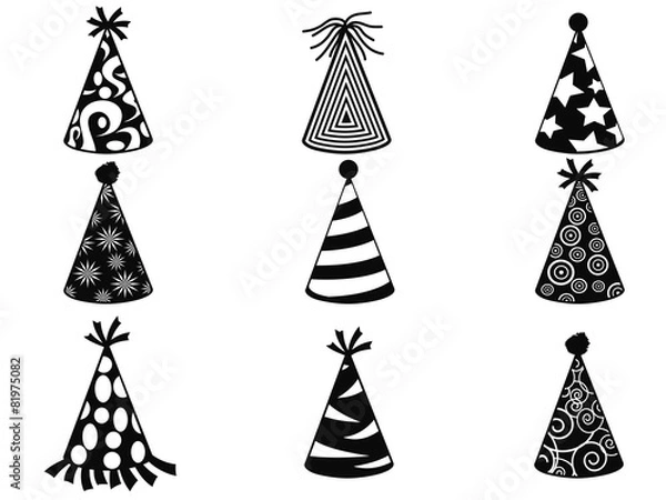 Obraz black party hat icons set