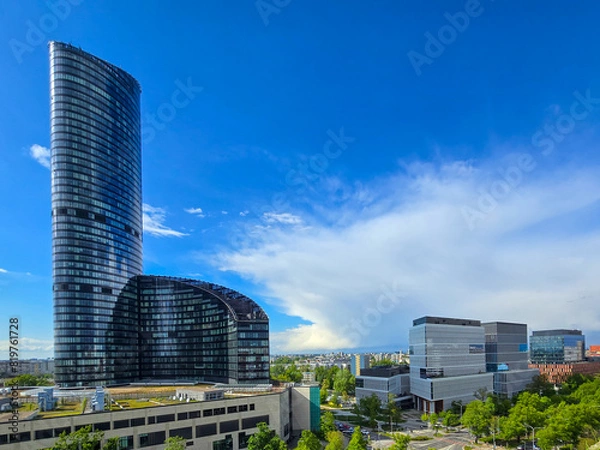 Obraz Stylish panoramic view of Wroclaw with the Sky Tower building on sunny day