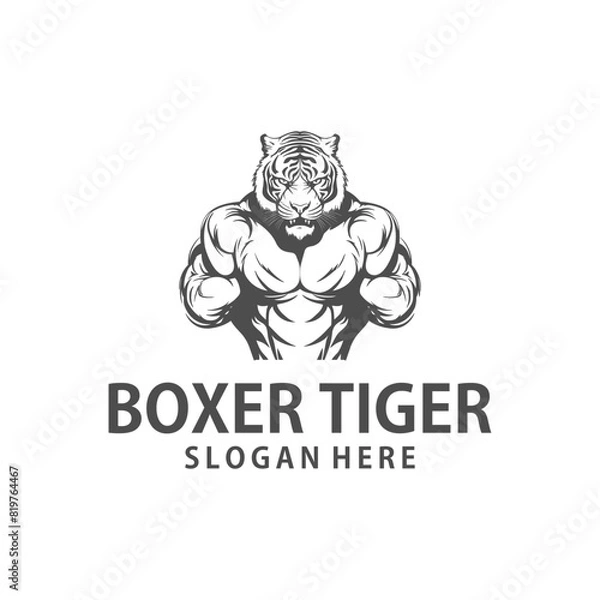 Obraz Tiger boxing, logo vector illustration