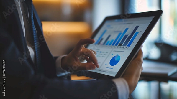 Obraz Person Holding Tablet With Chart