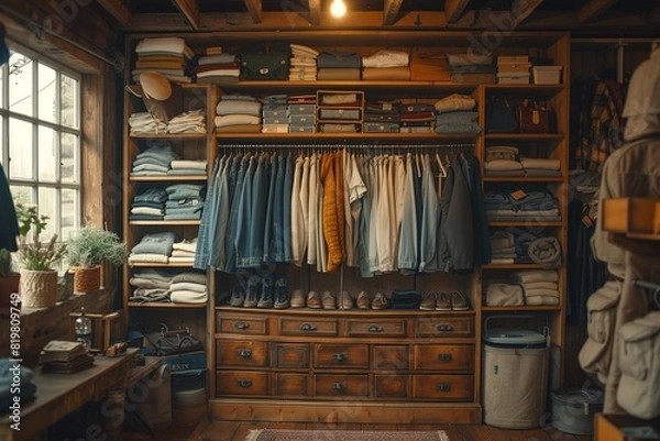 Fototapeta Capsule Wardrobe Basics Essential clothing items for a minimalistic and versatile capsule wardrobe