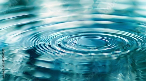 Fototapeta Macro photograph of a rippling water surface, capturing the reflections and fluid motion. Concept of relaxation, peacefulness.