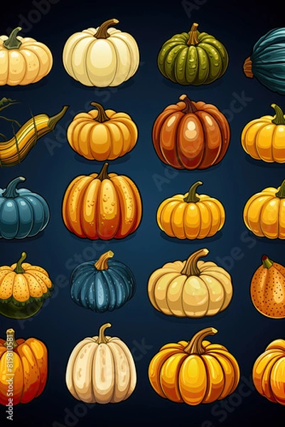 Fototapeta pumpkins and leaves