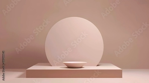 Fototapeta Podium minimalist display on pastel platform display background,clean design. serving backdrop for 3D product luxury lifestyle display stage. abstract, pedestal, stand, scene, geometric, showcase