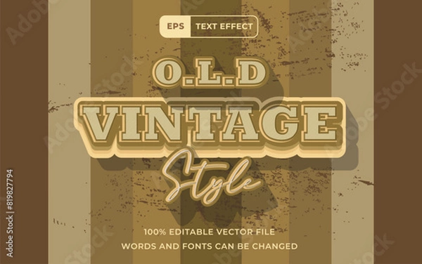 Fototapeta Editable Text effect Old Vintage style 3D grunge style