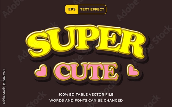 Fototapeta Editable Text effect Super cute Modern style 3D cartoon