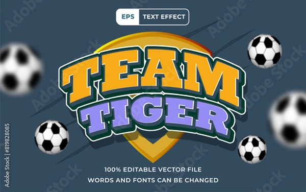 Fototapeta Editable Text effect Team tiger Modern style 3D sport event