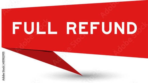Fototapeta Red color speech banner with word full refund on white background