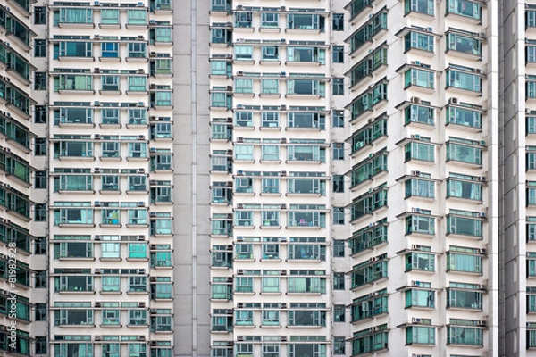 Fototapeta Asian city life, condominium window pattern