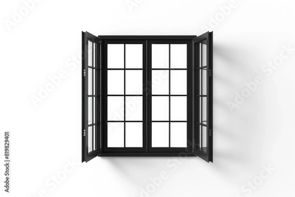 Fototapeta A simple image of an open window on a white wall. Suitable for various design projects