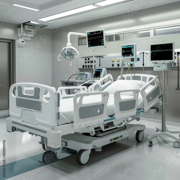 Fototapeta The hospital bed is the most important piece of furniture in a hospital room. It is where patients spend most of their time, and it is essential for their comfort and recovery.