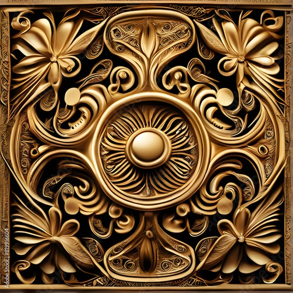 Obraz Antique Kanok pattern background, gold line background