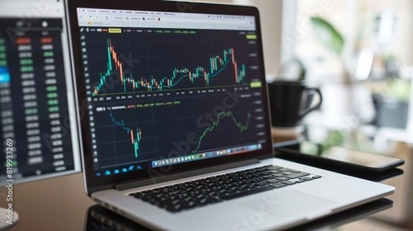 Fototapeta Salary comparison chart on a computer screen