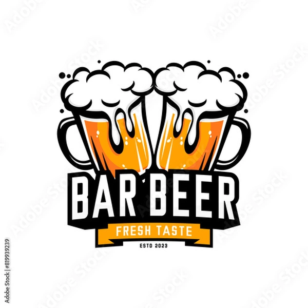 Fototapeta Two glasses of beers vector