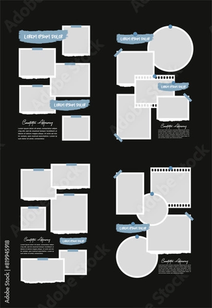 Fototapeta Set Pictures or photos frame collage abstract photo frames and digital photo wall template