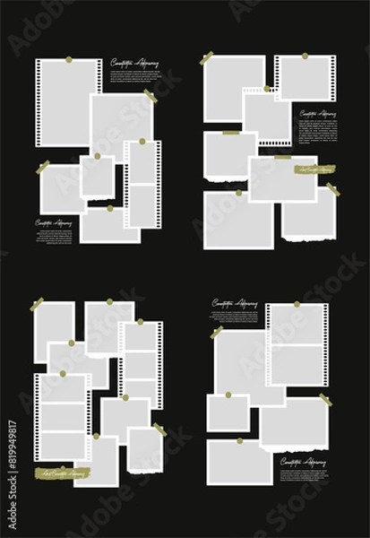 Fototapeta Set Pictures or photos frame collage abstract photo frames and digital photo wall template