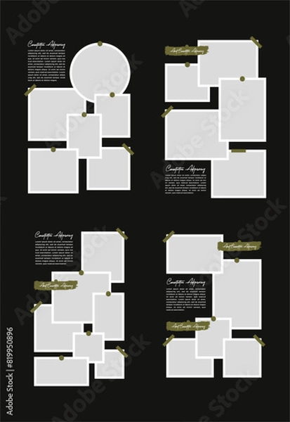 Fototapeta Set Pictures or photos frame collage abstract photo frames and digital photo wall template