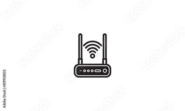 Fototapeta Wifi Router line icon black. linear style sign for mobile concept and web design white background