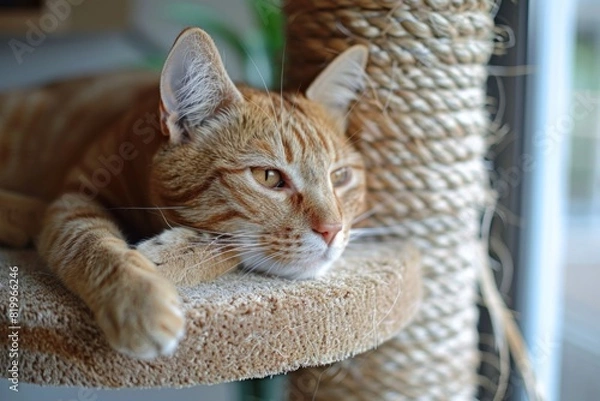 Obraz Cat resting near scratching posts