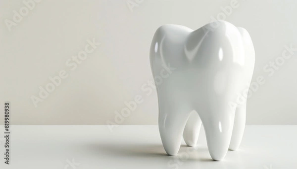 Fototapeta White Tooth Surrounded by Light White Background
