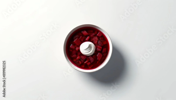 Fototapeta raditional Borscht Soup in a Bowl, Created with Generative AI Technology
