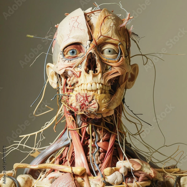 Obraz Layers of tissue and bone laid bare, super realistic