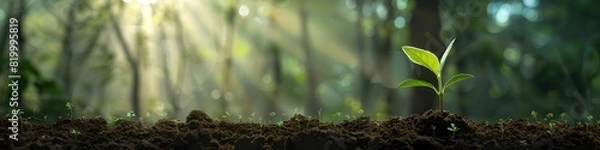 Obraz Softly lit sapling symbolizing growth new beginnings