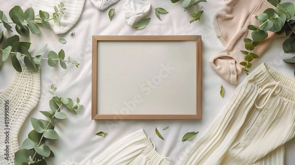 Obraz Step into the virtual realm of pregnancy joy with an overhead view capturing the essence of announcement bliss.
