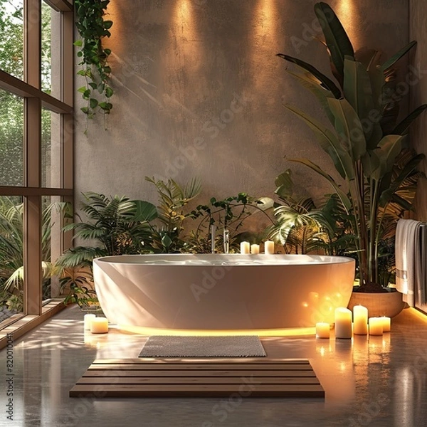 Obraz aesthetic Jacuzzi with candles, spa, exotic.