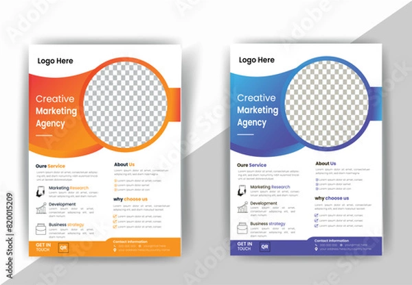 Fototapeta Brochure template layout design. Corporate business annual report, magazine, flyer mockup. Creative modern bright concept circle round shape, poster, flyer in A4 with colorful
