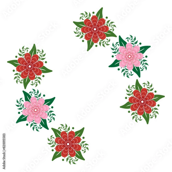 Fototapeta Pink and red flowers Vectors