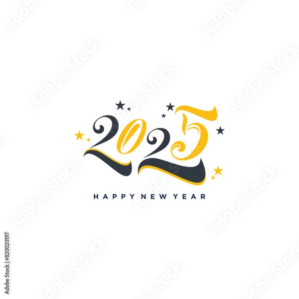 Fototapeta Vector happy new year 2025 logo design new year 2025 text design template Premium Vector