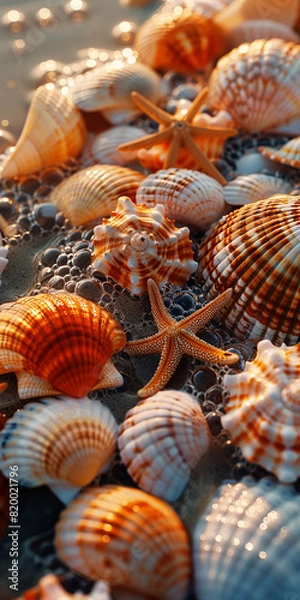 Obraz Seashells, phone wallpaper - Generative AI