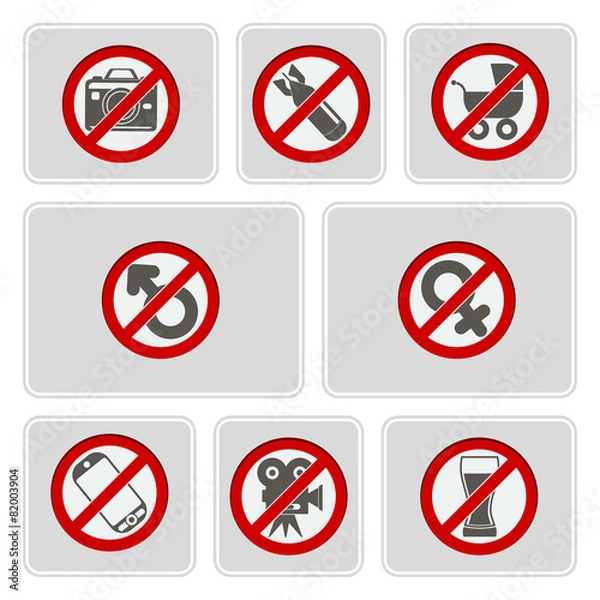 Fototapeta set of color icons with prohibiting signs for your design
