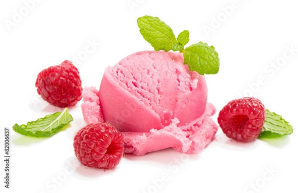 Obraz Raspberry  ice cream with berry