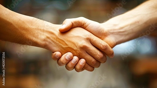 Fototapeta A businessman shaking hands with a potential client as a symbol of successful business development.